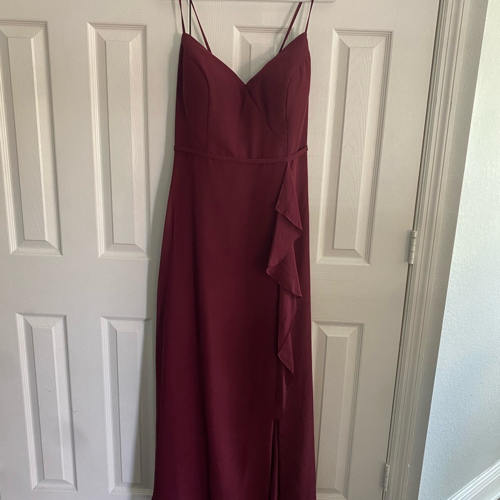 Azazie Wine Maxi Dress with Spaghetti Straps
